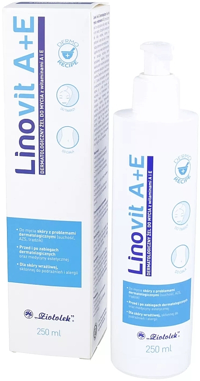 VItamin A & E Body & Face Gel - Ziololek Linovit Dermatological Washing Gel — photo N1