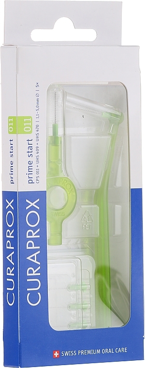 Interdental Brush Set "Prime Start", CPS 011, 2 holders, green - Curaprox — photo N1