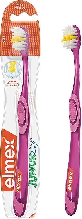 Toothbrush, 6-12 years, pink - Elmex Junior Toothbrush — photo N1