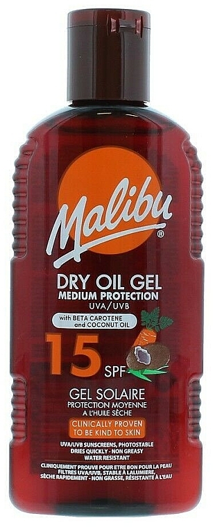 Self-Tanning Gel - Malibu Dry Oil Gel SPF15 With Beta Carotene and Coconut Oil — photo N1