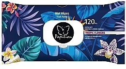 Fragrances, Perfumes, Cosmetics Wet Wipes 'Tropical flowers', 120 pcs - Papilion Wet Wipes Tropic Flowers