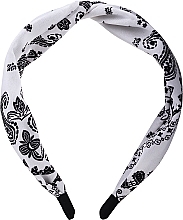 Fragrances, Perfumes, Cosmetics Hair Hoop with Decorative Knot, FA-5618, white with black ornaments - Donegal