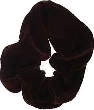 Elastic Hair Band "Velvet", dark brown , 22777 - Top Choice — photo N1