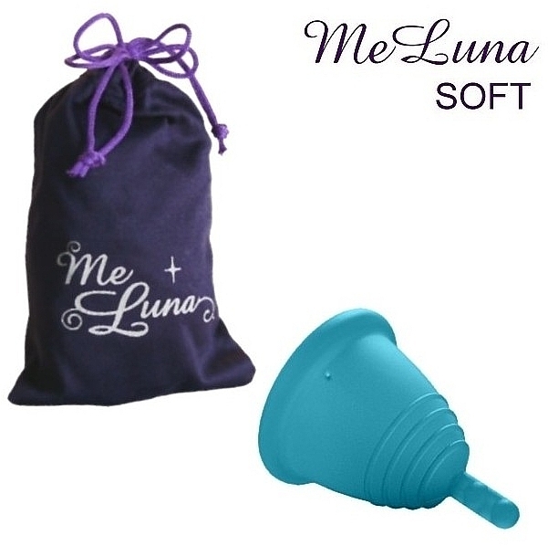 Menstrual Cup with Stem, L size, sea wave - MeLuna Soft Shorty Menstrual Cup Stem — photo N1