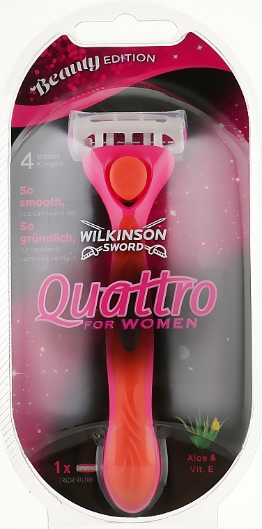 Shaving Razor + 1 Refill Blade - Wilkinson Sword Quattro For Women Beauty Edition — photo N1