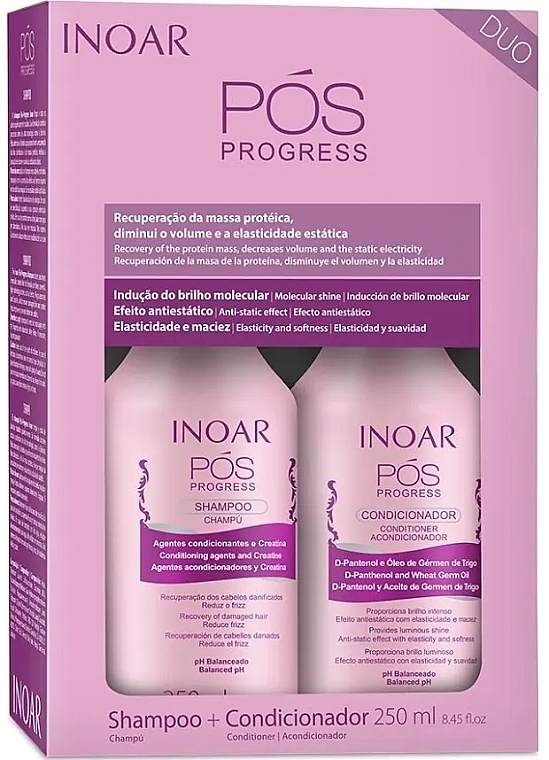 Keratin Hair Straightening Kit - Inoar Pos Progress Duo (shm/250ml + cond/250ml) — photo N1