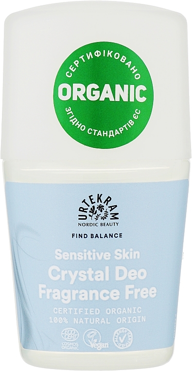 Fragrance Free Organic Roll-On Deodorant  - Urtekram Sensitive Skin Crystal Deo Fragrance Free — photo N1