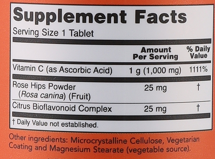 Vitamin C-1000 - Now Foods c-1000 With Rose Hips & Bioflavonoids — photo N2