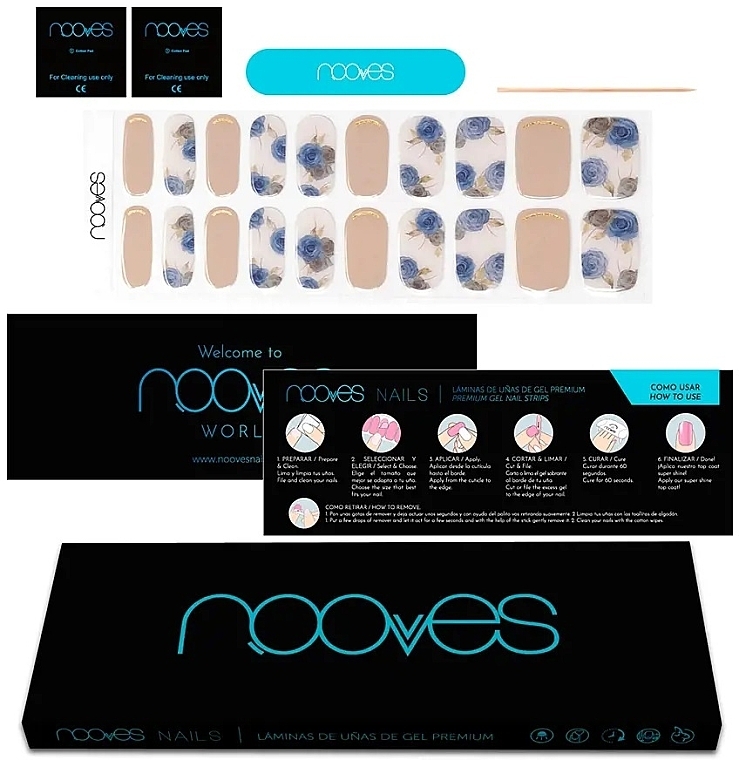 Gel Nail Sticker Set - Novoves Premium Luxe Elegant Floral Metallic — photo N1