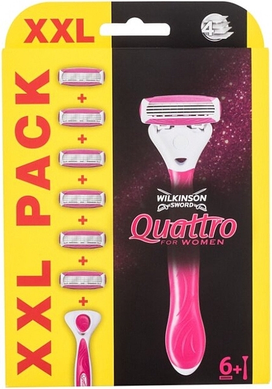 Shaver with 6 Replaceable Cartridges - Wilkinson Sword Quattro For Women — photo N1