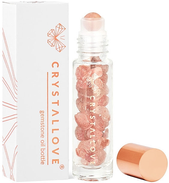 Strawberry Quartz Crystal Bottle for Oil, 10 ml - Crystallove Strawberry Guartz Oil Bottle — photo N1