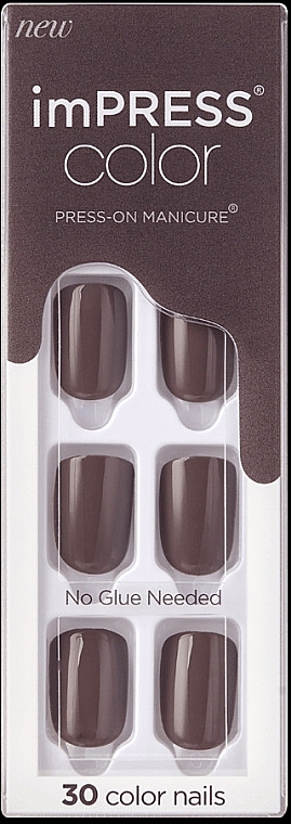 Press-On Nail Set, 30 pcs - Kiss Impress Color Platonic Grey — photo N1