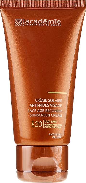 Regenerating Sun Cream SPF 20+ - Academie Bronzecran Face Age Recovery Sunscreen Cream — photo N2