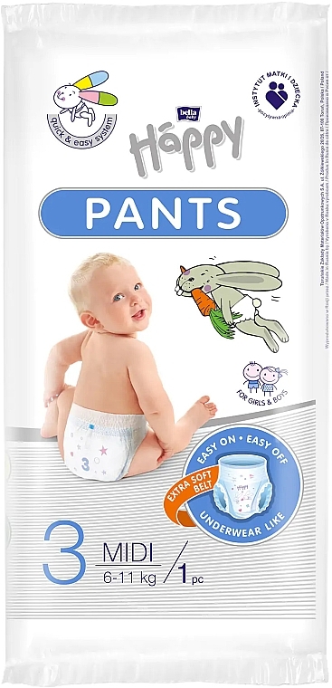 Midi Baby Diapers-Panties 6-11 kg, size 3, 1 pc - Bella Baby Happy Pants — photo N1