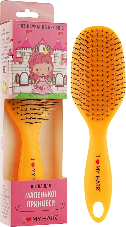 Kids Hair Brush "Spider", 12 rows, glossy, yellow - I Love My Hair — photo N1