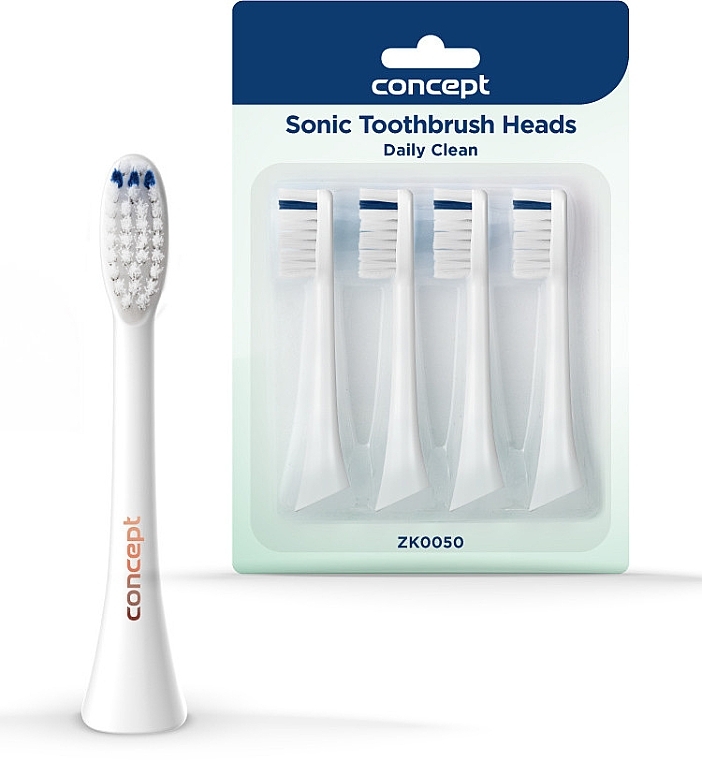 Toothbrush Heads, ZK0050, white - Concept Sonic Toothbrush Heads Daily Clean — photo N1