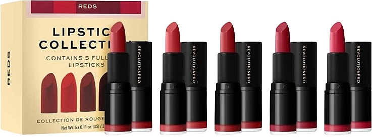 Lipstick Set, 5 pcs. - Revolution Pro 5 Lipstick Collection Reds — photo N4