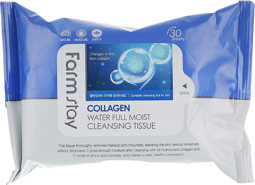 Collagen Cleansing Wipes - FarmStay Collagen Water Full Moist Cleansing Tissue — photo N1