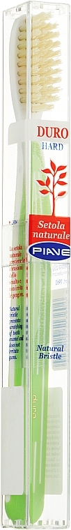 Toothbrush with Natural Bristles, hard, light green - Piave — photo N1