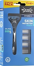 Fragrances, Perfumes, Cosmetics Razor with 4 Refill Cartridges - Wilkinson Sword Hydro 5 Skin Protection Regular