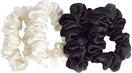 Fragrances, Perfumes, Cosmetics Natural Silk Scrunchie Set, size S, white + black - de Lure Scrunchie Set