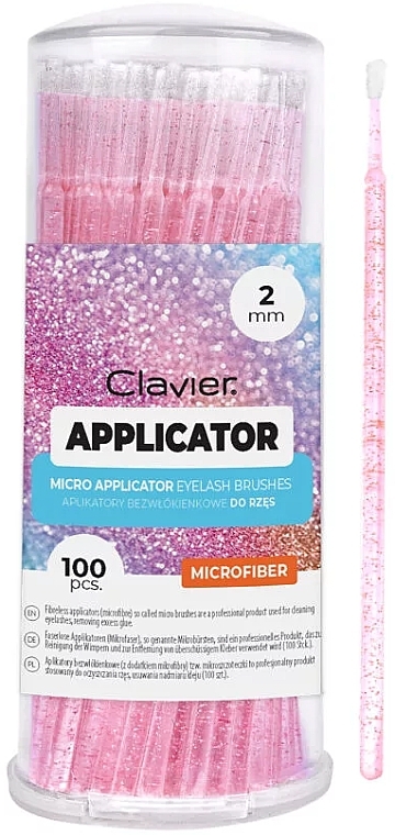 Lint-Free Lash Applicator 2 mm, pink with glitter - Clavier — photo N1