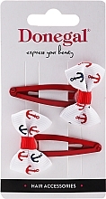 Fragrances, Perfumes, Cosmetics Hair Clips, FA-5671, red with white bow, 2 pcs - Donegal