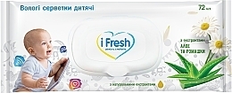 Fragrances, Perfumes, Cosmetics Baby Wet Wipes with Aloe & Chamomile Extracts (with valve), 72 pcs - IFresh