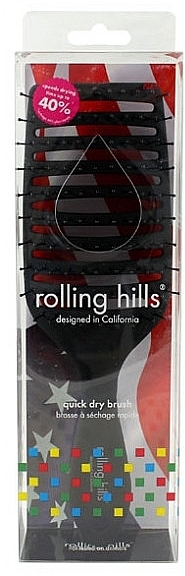 Quick Dry Hair Brush, black - Rolling Hills Hairbrushes Quick Dry Brush Black — photo N1