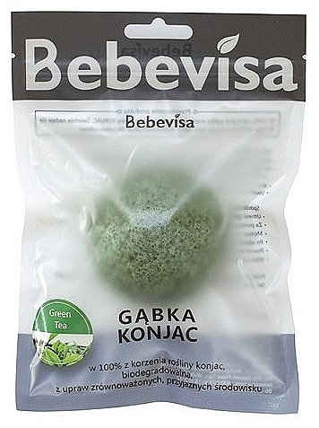 Oval Cleansing Sponge "Green Tea" - Bebevisa Konjac Sponge — photo N1