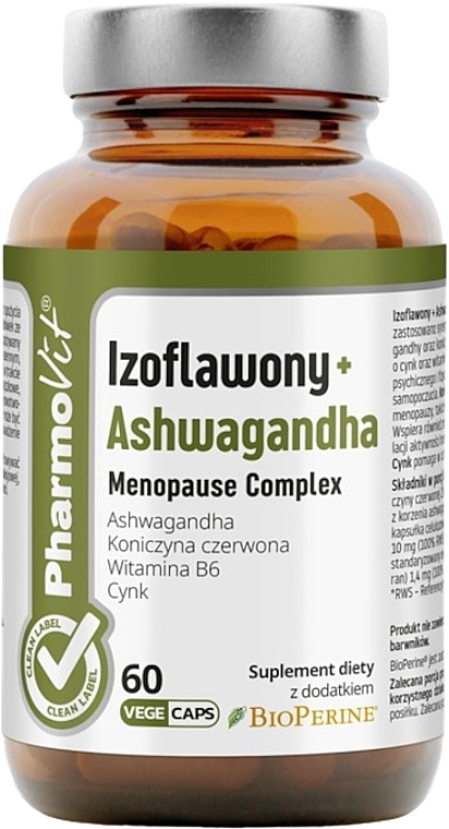 Izoflawony + Ashwagandha Menopause Complex - Pharmovit Clean Label Izoflawony + Ashwagandha Menopause Complex — photo N1