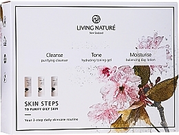 Fragrances, Perfumes, Cosmetics Set - Living Nature Skin Steps To Purify Oily Skin (f/cleanser/50ml + gel/50ml + lot/50ml)