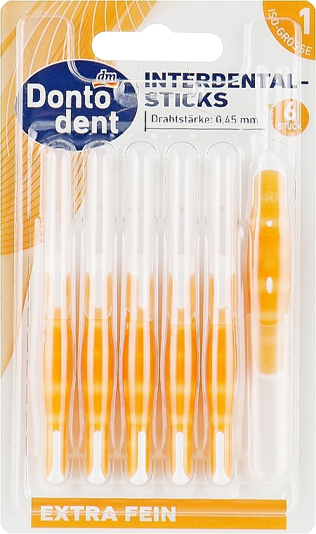 Interdental Brushes, 0.45 mm, orange - Dontodent Interdental-Sticks ISO 1 — photo N1