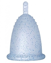 Fragrances, Perfumes, Cosmetics Menstrual Cup with Stem, L size, blue with glitter - MeLuna Classic Menstrual Cup Stem