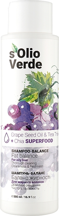 Balancing Shampoo for Oily Hair - Solio Verde Grape Speed Oil Shampoo-Balence — photo N1