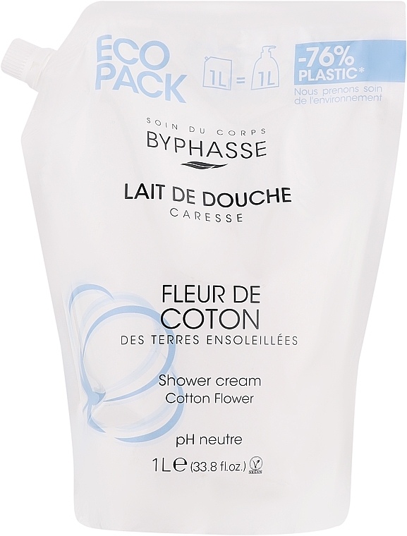 Shower Cream 'Cotton Flower' - Byphasse Caresse Shower Cream (stand-up pouch) — photo N1