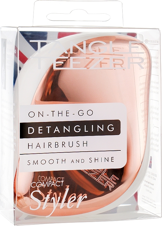 Compact Hair Brush - Tangle Teezer Compact Styler Rose Gold Cream — photo N5