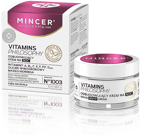 Regenerating Night Face Cream for Mature Skin - Mincer Pharma Vitamins Philosophy Face Night Cream № 1003 — photo N1