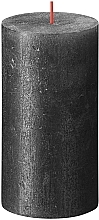 Fragrances, Perfumes, Cosmetics Cylinder Candle Anthrazit, 130/68 mm - Bolsius Rustic Shimmer Metallic Candle