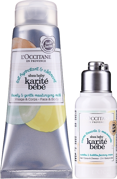 Set - L'Occitane Shea Baby Bath Set (sh/cr/75ml + b/milk/100ml) — photo N1