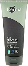 Fragrances, Perfumes, Cosmetics Shower Gel-Shampoo - Derma Man Body Face & Hair Shower Gel 