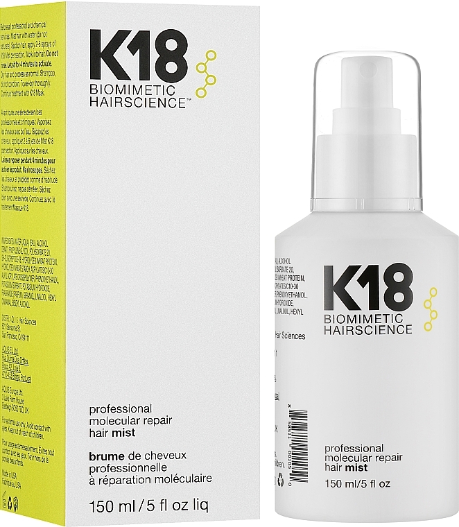 Hair Mist - K18 Hair Biomimetic Hairscience Professional Molecular Repair Hair Mist — photo N2