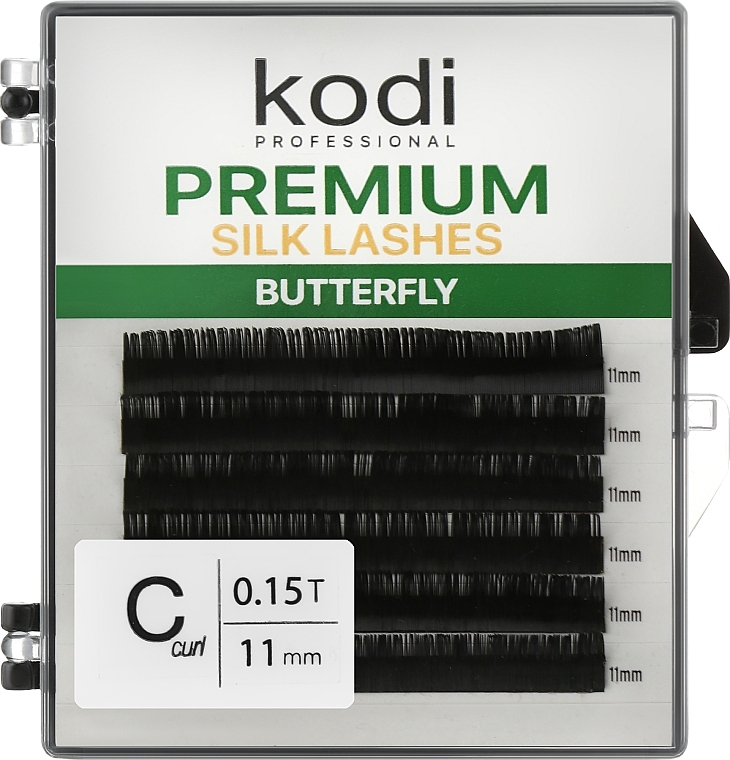 Butterfly Green C 0.15 False Eyelashes (6 rows: 11 mm) - Kodi Professional — photo N1