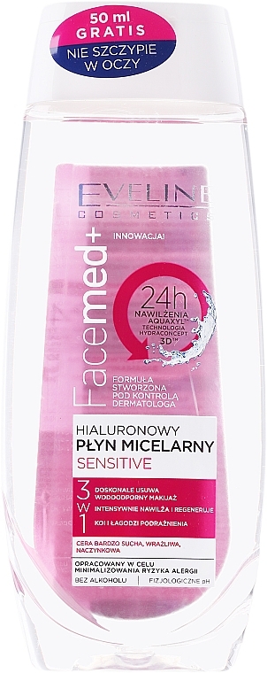 Hyaluronic Micellar Water - Eveline Cosmetics Facemed+ Micellar Water — photo N2