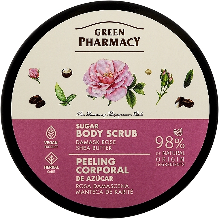 Damask Rose & Shea Butter Sugar Body Scrub - Zelenaya Apteka — photo N1