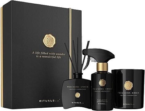 Set - Rituals Private Collection Precious Amber (diffuser/100ml + candle/360g + spray/250ml) — photo N1