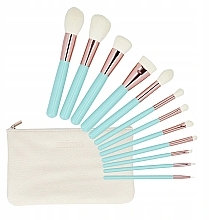Makeup Brush Set with Case, 12 pcs - Tools For Beauty MiMo Turquoise Set — photo N1