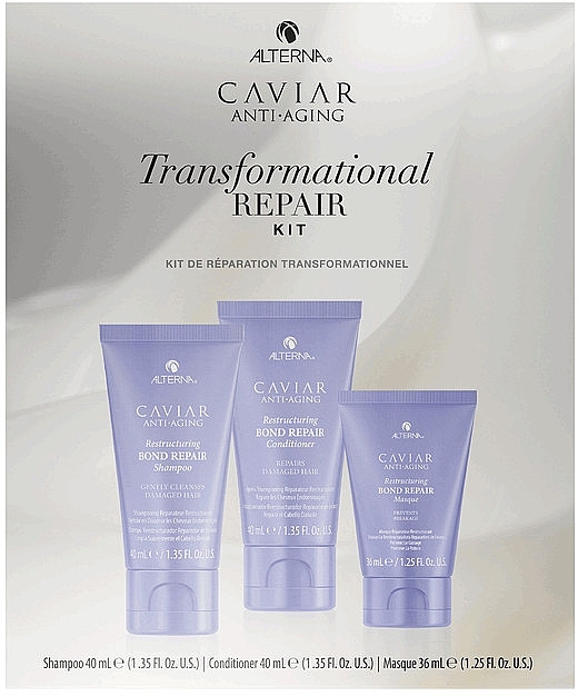 Set - Alterna Caviar Anti Aging Trasformational Repair Kit (shampoo/mini/40ml + h/cond/mini/40ml + h/mask/mini/36ml) — photo N2