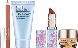 GIFT! Cosmetic Bag with Mini Products - Estee Lauder (remover/30ml + cr/7ml + lip/penc + lip/stick + bag) — photo N2