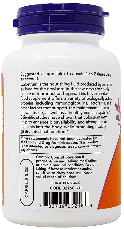 Capsules "Lactoferrin", 500 mg - Now Foods Colostrum — photo N3